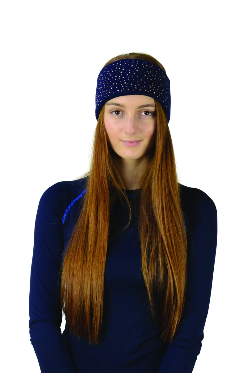 Hy Equestrian Alaska Diamante Headband - Navy/Rose Gold